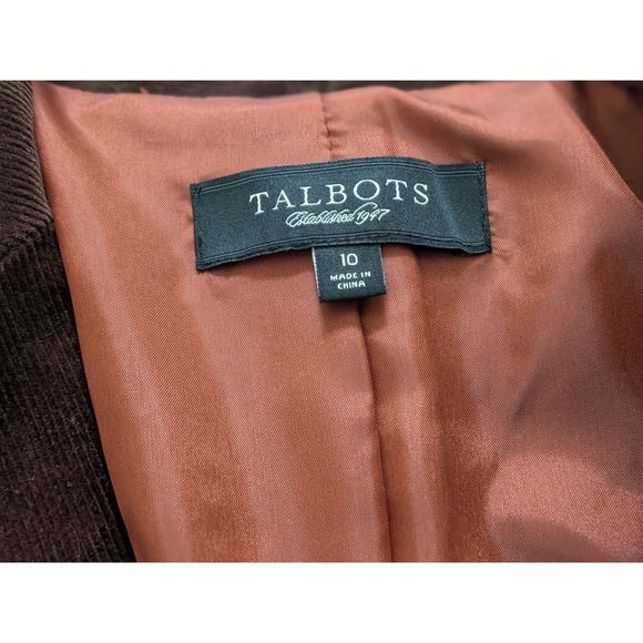 Talbots Women's Brown Corduroy Blazer Jacket Size 10 Classic Single Breasted - Picture 9 of 11